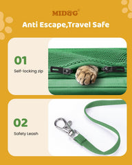 MIDOG transportín blando oliva, cabe perfecto bajo el asiento del avión
