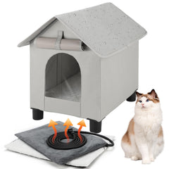 Midollarle casa gato caliente exterior elevada, refugio cálido y seco para felinos