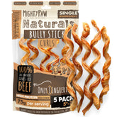 Mighty Paw Naturals Curly Bully Sticks, 5 unidades de 6 pulgadas para perros