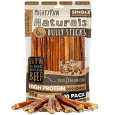 Mighty Paw Naturals, palitos bully de res, masticación segura para perros.