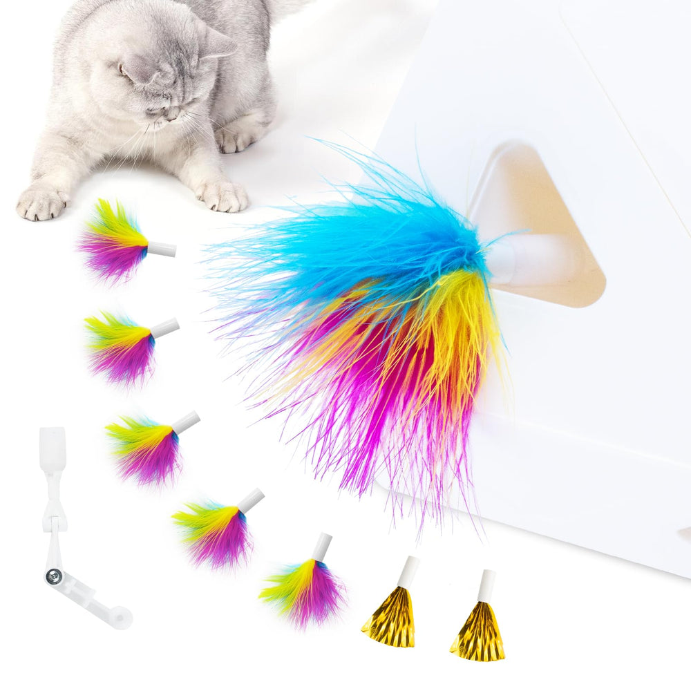 Migipaws pluma arcoíris para juego interactivo y estimulación de la caza