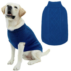 Mihachi suéter para perro con cuello alto en azul real, protección elegante para paseos.