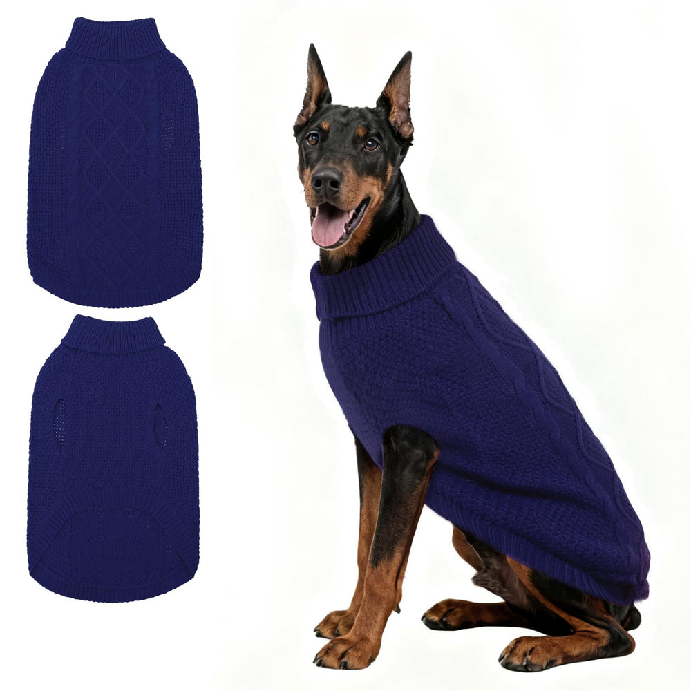 Mihachi suéter para perros con tejido cable, frente elegante y cálido para paseos fríos.