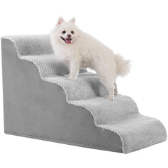 MIHIKK rampa para perros curva de 5 pasos, ideal para subir a la cama con seguridad