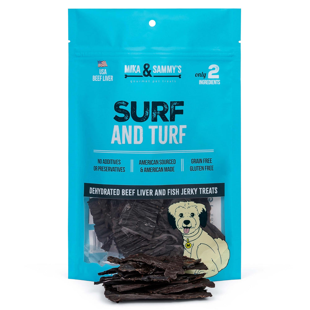 Mika & Sammy's Gourmet, jerky de hígado de res, recompensa sabrosa para perros durante el entrenamiento.