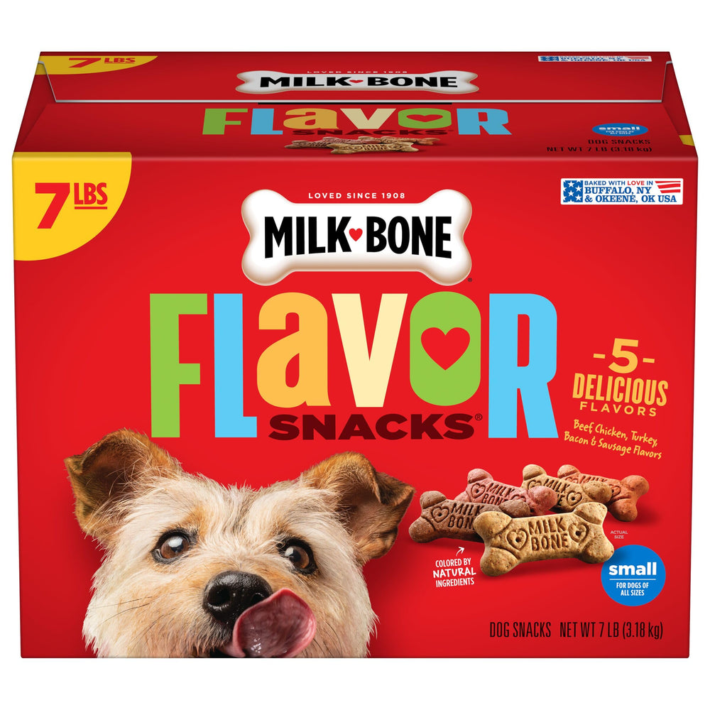 Milk-Bone Snacks sabor res en tamaño pequeño, galletas deliciosas para perros.