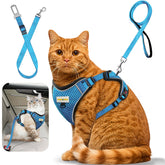 MingXpets arnés gato azul evita fugas para paseos seguros.