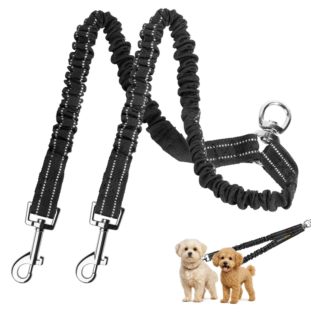 MingXpets correa doble para dos perros con giro 360°, control suave