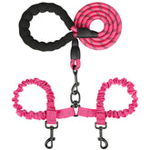 MingXpets Correa doble rosa, mango esponjoso, paseo cómodo para dos perros.