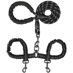 MingXpets doble correa para dos perros con giro de 360° para paseos fluidos.