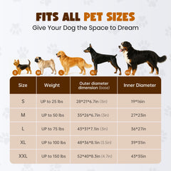 Cama Miorun con forma ovalada que abraza al perro