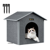 MIU COLOR casa-gato-exterior-tamano-pequeno, refugio cómodo para gatos pequeños al aire libre.