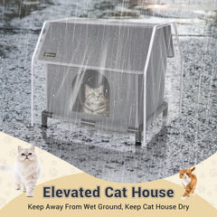 MIU COLOR casa-gatos-exterior-elevacion-desmontable: base elevada para mantenerla seca.