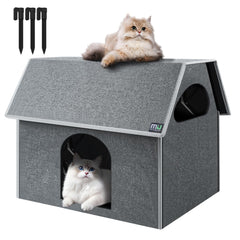 MIU COLOR casa exterior para gatos grande, refugio cómodo al aire libre.