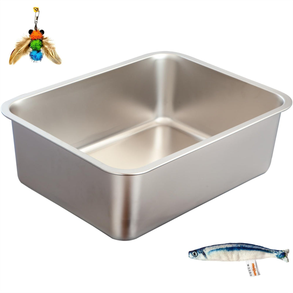 Miwoowim bandeja de arena para gato de acero inoxidable, higiene sencilla.
