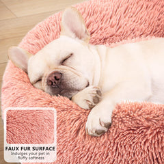 MIXJOY cama redonda rosada de 30 pulgadas para mascotas grandes.