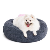Cama MIXJOY ortopédica gris-azul en forma donut ofrece descanso suave para mascotas