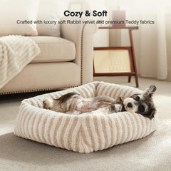 Detalle felpa MIXJOY para cama de perro mediano, confort suave.