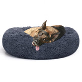 La cama MIXJOY ortopédica redonda en gris-azul ofrece apoyo suave para perros y gatos.