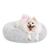 Cama MIXJOY para perros, redonda y gris, soporte cómodo para dormir seguro.