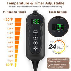 MIXJOY temporizador 1-24 horas y modo encendido para flexibilidad de uso.