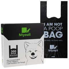 Bolsas Miyouli para excrementos de perro en caja, fáciles de sacar una a una.