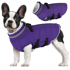 Mklhgty abrigo para perro pequeño con arnés incorporado, impermeable para paseos invernales.