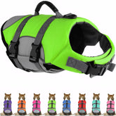 Chaleco salvavidas Mklhgty amarillo reflectante para perros, ideal para salidas seguras.