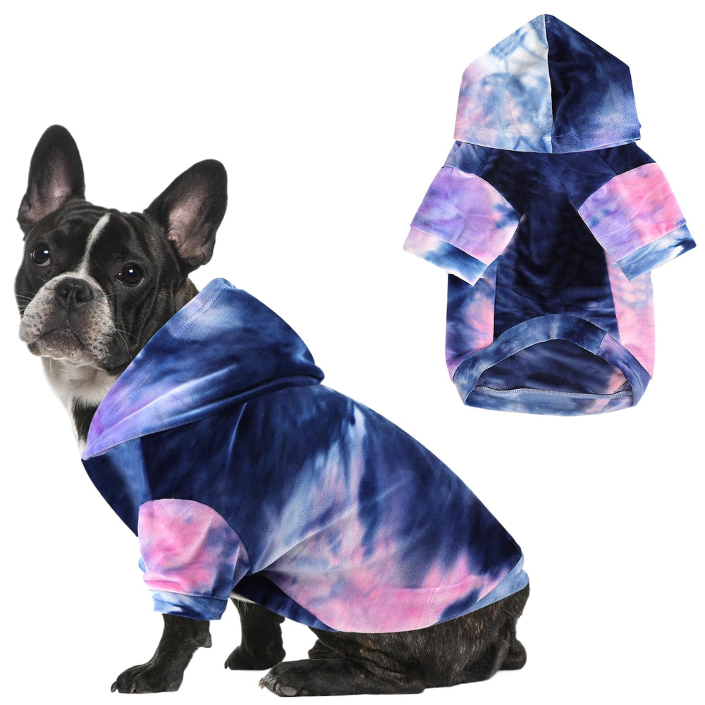 Mklhgty sudadera capucha teñido para perro, ofrece calidez suave en paseos fríos.