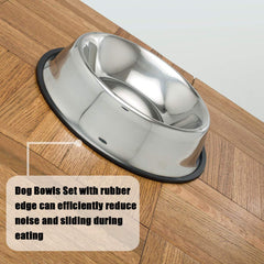 Mlife cuenco de acero para comida de perro, base antideslizante protege el suelo.