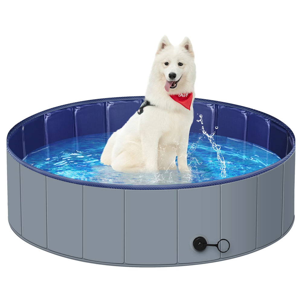 MMdipon piscina para perros grandes, vista frontal y diseño resistente para exterior.