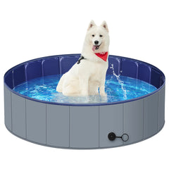 MMdipon piscina para perros grandes, vista frontal y diseño resistente para exterior.
