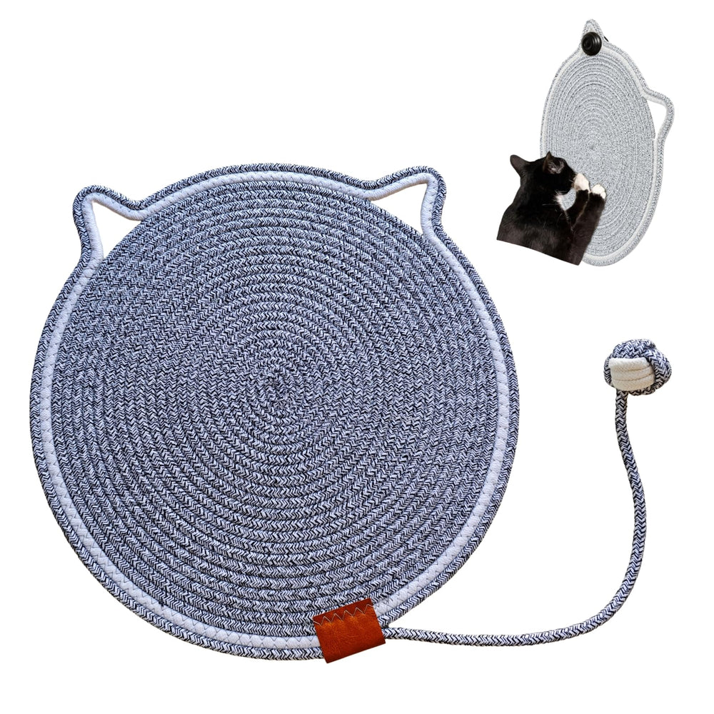 MoeQOassis: rascador para gatos redondo en pared, protege muebles y facilita juego.