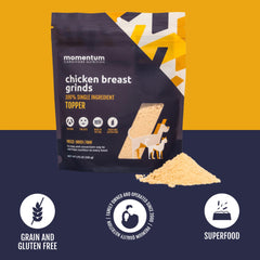 Momentum Carnivore Topper: pechuga de pollo liofilizada sin granos para dietas sensibles.