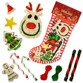 MON2SUN calcetín navideño para perros pequeños con hueso crudo, ideal para masticación festiva.