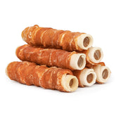 MON2SUN rollos envueltos de pollo y res para perros pequeños, posible ayuda dental al masticar.