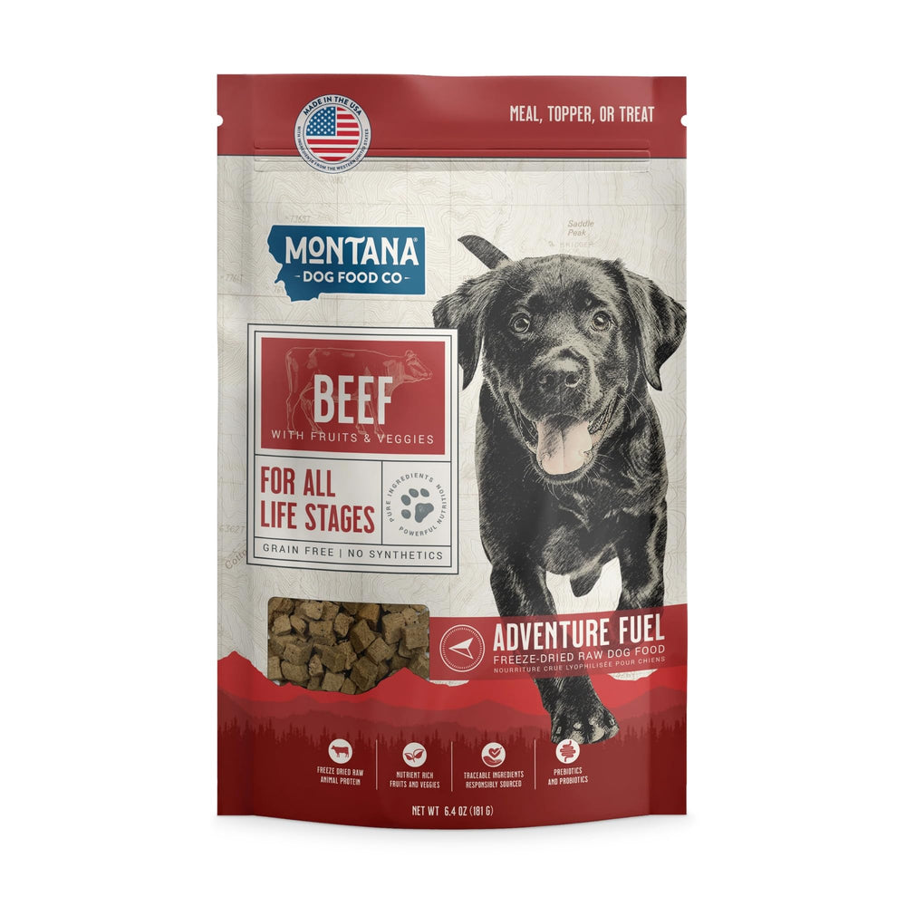 Montana Dog Food Co. res liofilizado en bolsa 6.4 oz, opción práctica