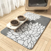 MontVoo Alfombrilla absorbente para alimentación de mascotas con diseño floral evita derrames.