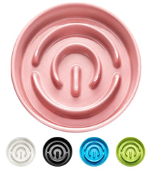 MOPANG cuenco cerámico lento para perros pequeños, rosa, ideal para comer despacio.
