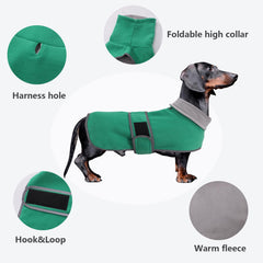 Morezi abrigo de invierno para perro salchicha verde con banda reflectante para seguridad nocturna
