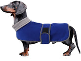 Morezi abrigo dachshund con forro polar azul talla L para paseos cálidos.