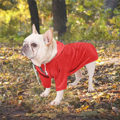 Morezi capa-perro-lluvia-roja-dorso, vista trasera para un ajuste completo.