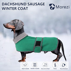Morezi abrigo para perro salchicha con ribete reflectante para mayor visibilidad.