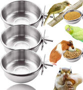 MotBach cuenco de alimentación para aves en acero inoxidable, ideal para jaula con tres piezas.