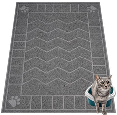 Alfombra Motsamla para arena de gato 47x35 captura la arena y facilita la limpieza.