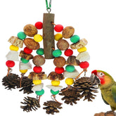 MQUPIN juguete para loros de madera natural, estimula el pico y la exploración.