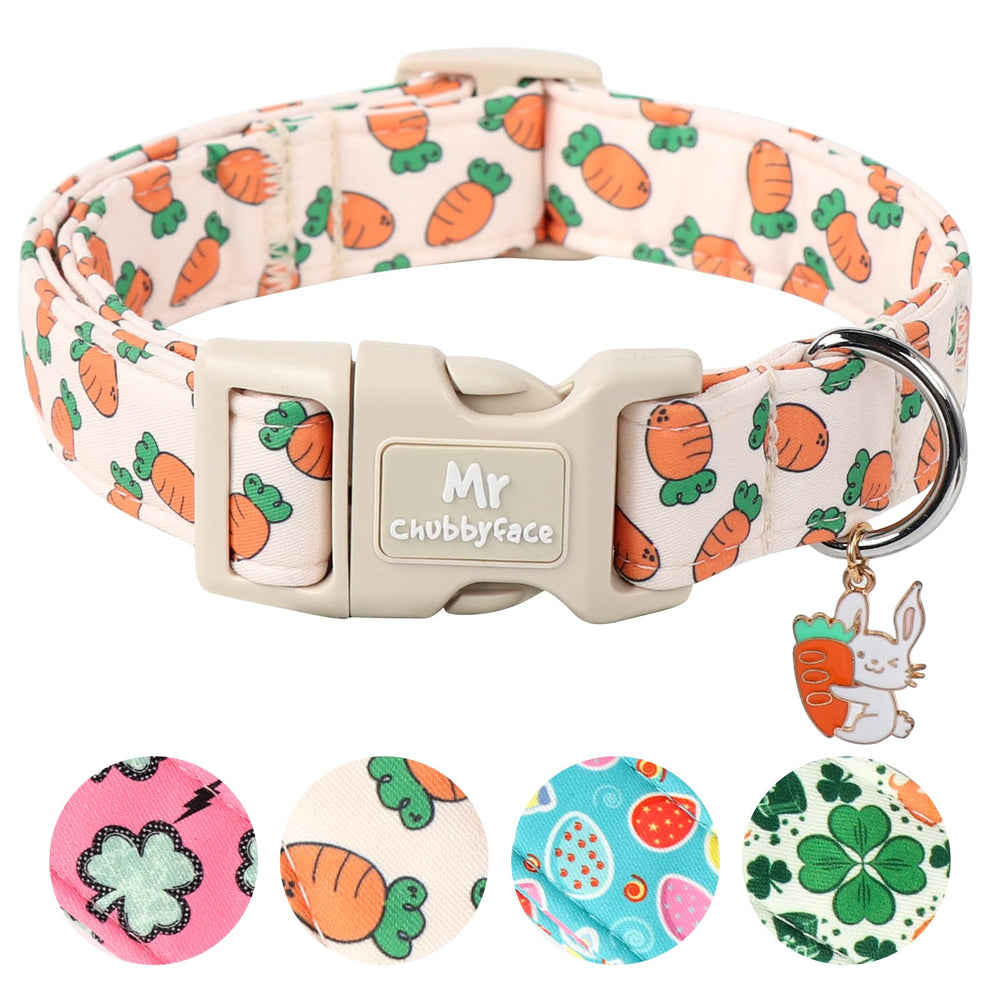 MR CHUBBYFACE collar con patrón de zanahoria suave para paseos diarios