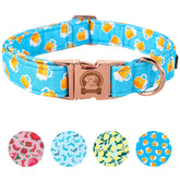 MR. CHUBBYFACE collar azul con diseño de cerveza, ideal para paseos diarios.