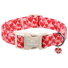 MR.CHUBBYFACE collar perro, corazon rojo, ideal para fotos y paseos.