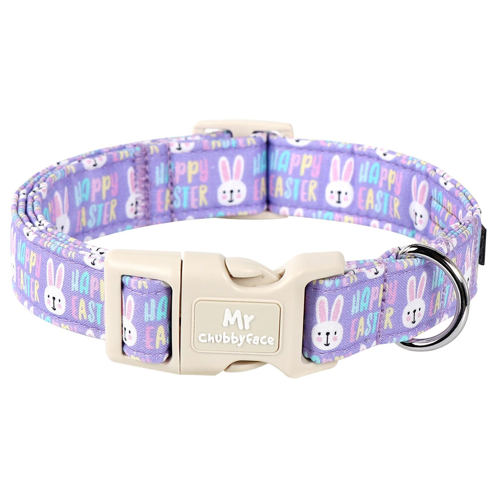 MR.CHUBBYFACE collar para perro con diseño de conejito morado, ideal para fiestas.